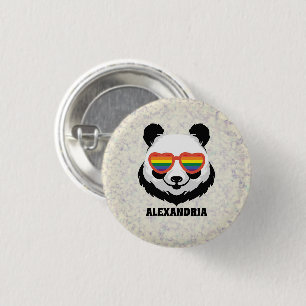 Niedlicher Panda-Bär   Regenbogen   LGBTQ Button