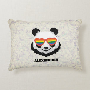 Niedlicher Panda-Bär Regenbogen LGBTQ Dekokissen