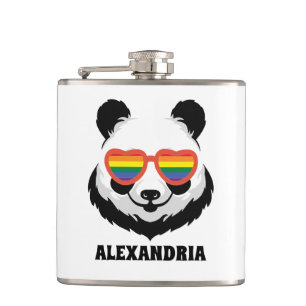 Niedlicher Panda-Bär   Regenbogen   LGBTQ Flachmann