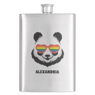 Niedlicher Panda-Bär Regenbogen LGBTQ Flachmann