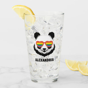 Niedlicher Panda-Bär Regenbogen LGBTQ Glas