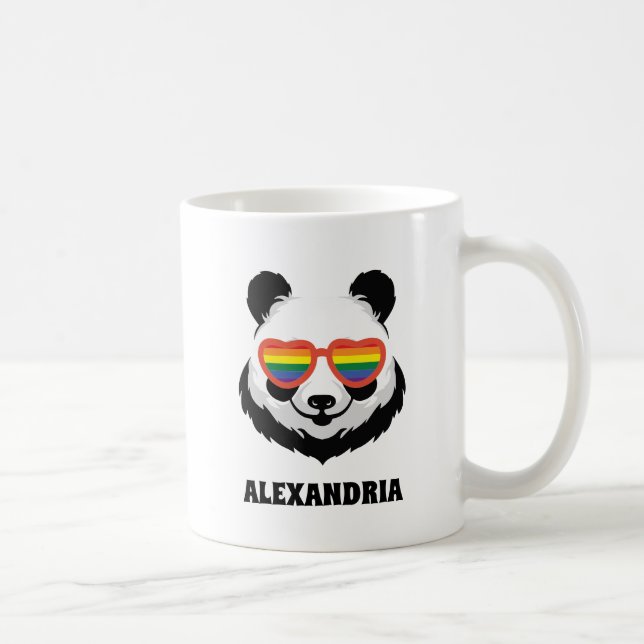 Niedlicher Panda-Bär | Regenbogen | LGBTQ Kaffeetasse (Rechts)