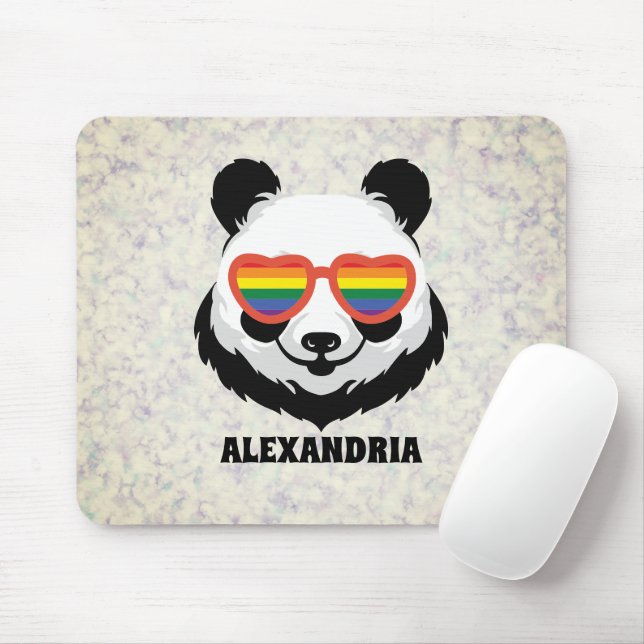 Niedlicher Panda-Bär | Regenbogen | LGBTQ Mousepad (Mit Mouse)