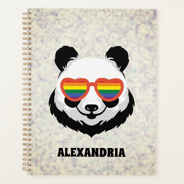Niedlicher Panda-Bär | Regenbogen | LGBTQ Planer (Vorderseite)