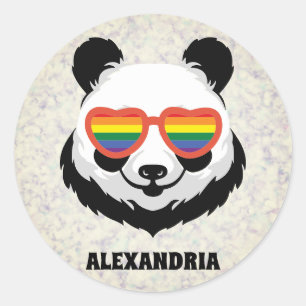 Niedlicher Panda-Bär   Regenbogen   LGBTQ Runder Aufkleber