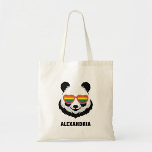 Niedlicher Panda-Bär Regenbogen LGBTQ Tragetasche