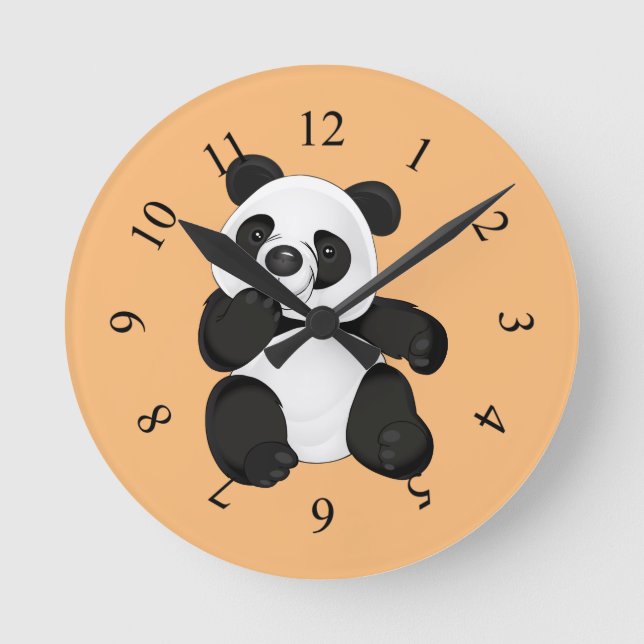 Niedlicher Panda-Bär Runde Wanduhr (Vorderseite)