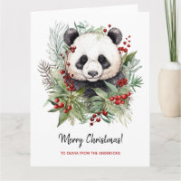 Niedlicher Panda Bär Rustikale Weihnachtsbotaniki