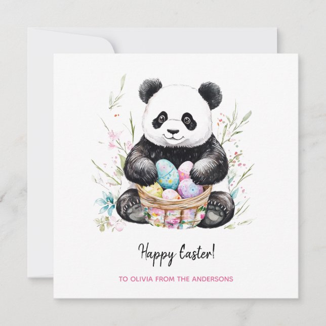Niedlicher Panda Bär Rustikales Ostern Karte (Vorderseite)