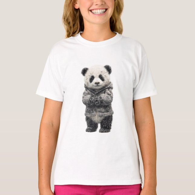 Niedlicher Panda-Bär Stehende Kinder T-Shirt (Vorderseite)