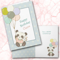 Niedlicher Panda Bär und Balloons Geburtstagskarte