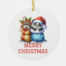 Niedlicher Panda Bär und Igel Cube Weihnachten
