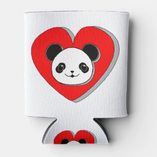 Niedlicher Panda-Bär und Rotes Herz Zeichnend Dosenkühler