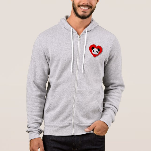 Niedlicher Panda-Bär und Rotes Herz Zeichnend Hoodie (Vorderseite)