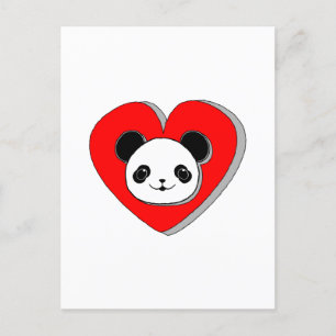 Niedlicher Panda-Bär und Rotes Herz Zeichnend Postkarte