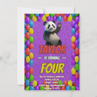 Niedlicher Panda-Bär zum Geburtstag einladen Einladung