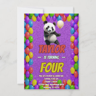 Niedlicher Panda-Bär zum Geburtstag einladen Einladung