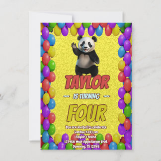 Niedlicher Panda-Bär zum Geburtstag einladen Einladung