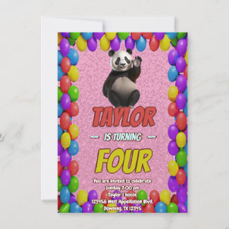 Niedlicher Panda-Bär zum Geburtstag einladen Einladung