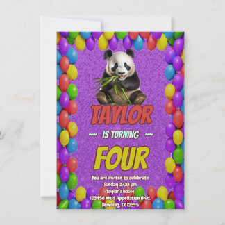 Niedlicher Panda-Bär zum Geburtstag einladen Einladung