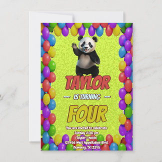 Niedlicher Panda-Bär zum Geburtstag einladen Einladung
