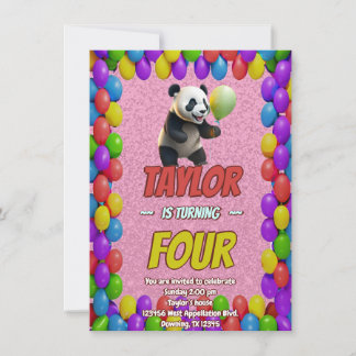 Niedlicher Panda-Bär zum Geburtstag einladen Einladung