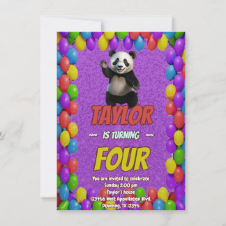 Niedlicher Panda-Bär zum Geburtstag einladen Einladung