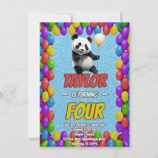 Niedlicher Panda-Bär zum Geburtstag einladen Einladung