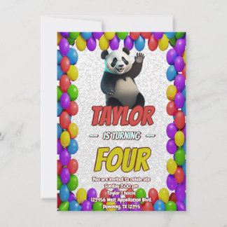 Niedlicher Panda-Bär zum Geburtstag einladen Einladung