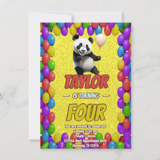 Niedlicher Panda-Bär zum Geburtstag einladen Einladung