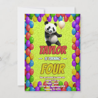 Niedlicher Panda-Bär zum Geburtstag einladen Einladung