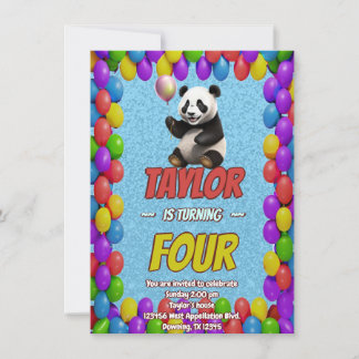 Niedlicher Panda-Bär zum Geburtstag einladen Einladung