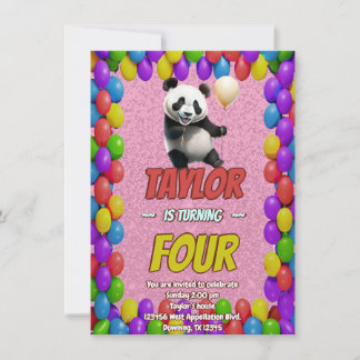 Niedlicher Panda-Bär zum Geburtstag einladen Einladung
