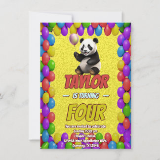 Niedlicher Panda-Bär zum Geburtstag einladen Einladung
