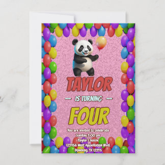 Niedlicher Panda-Bär zum Geburtstag einladen Einladung