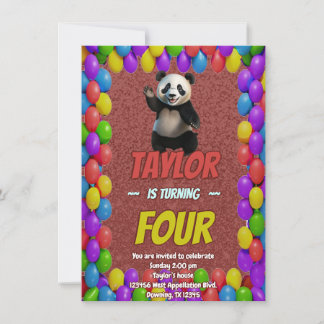 Niedlicher Panda-Bär zum Geburtstag einladen Einladung