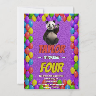 Niedlicher Panda-Bär zum Geburtstag einladen Einladung