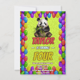Niedlicher Panda-Bär zum Geburtstag einladen Einladung