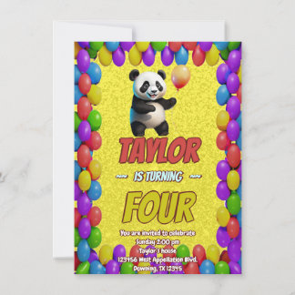 Niedlicher Panda-Bär zum Geburtstag einladen Einladung