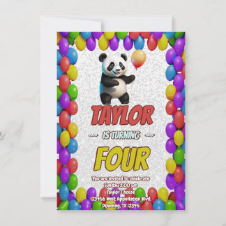 Niedlicher Panda-Bär zum Geburtstag einladen Einladung