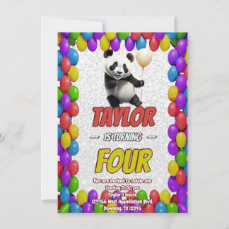 Niedlicher Panda-Bär zum Geburtstag einladen Einladung