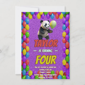 Niedlicher Panda-Bär zum Geburtstag einladen Einladung