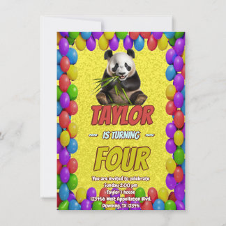 Niedlicher Panda-Bär zum Geburtstag einladen Einladung