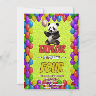 Niedlicher Panda-Bär zum Geburtstag einladen Einladung