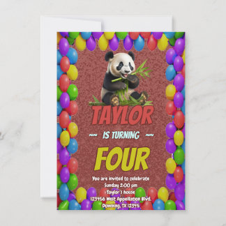 Niedlicher Panda-Bär zum Geburtstag einladen Einladung
