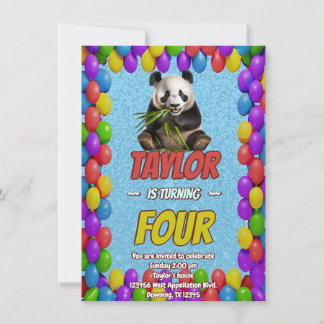Niedlicher Panda-Bär zum Geburtstag einladen Einladung