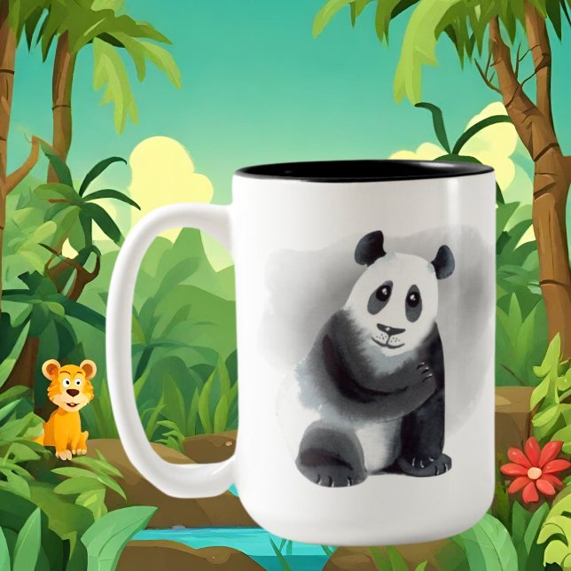 niedlicher Panda-Bär-Zusatz Zweifarbige Tasse (Von Creator hochgeladen)