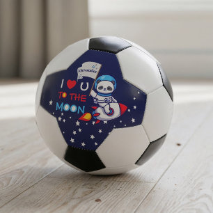 Niedlicher Panda-Bärenastronaut auf Raketenschiffs Fußball