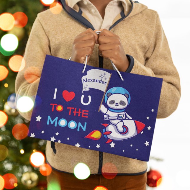 Niedlicher Panda-Bärenastronaut auf Raketenschiffs Große Geschenktüte (Von Creator hochgeladen)