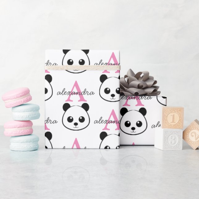 Niedlicher Panda-Bärendrahm Geschenkpapier (Babyparty)
